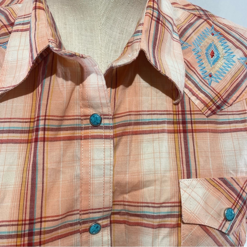 Women's Wrangler Retro Embroidered Western Snap Plaid Shirt XXL - Picture 4 of 8